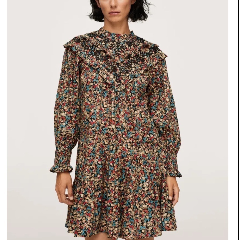 💌 MANGO Embroidered Printed Dress - Picture 1 of 2